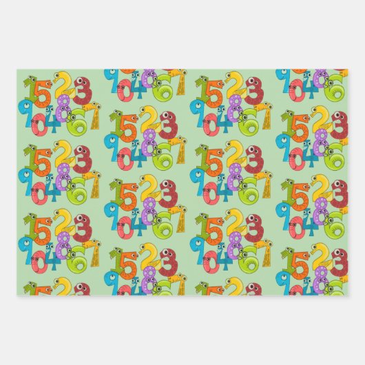 Grappige Gezichtsnummers Ontwerp Wrapping Paper (Voorkant)