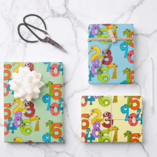 Grappige Gezichtsnummers Ontwerp Wrapping Paper