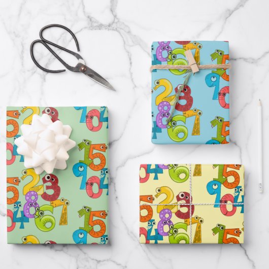Grappige Gezichtsnummers Ontwerp Wrapping Paper (Voorkant)
