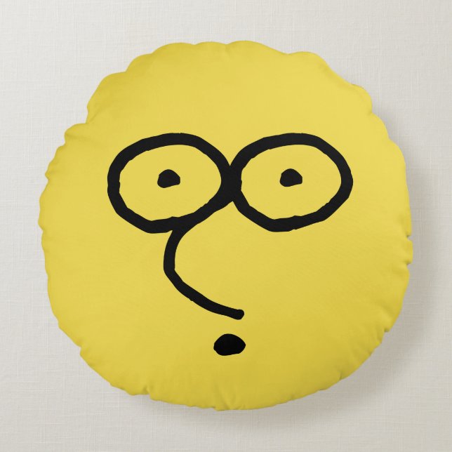 Grappige Gezichtstekening Rond Kussen (Voorkant)