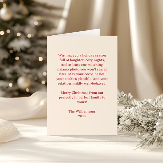 Grappige gezinsgroet brief kerstmis feestdagen kaart