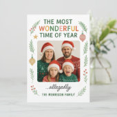Grappige gezinspret aanpasbare kerstkaart (Staand voorkant)