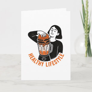 Grappige Gezonde Levensstijl Burger Blender Linocu Kaart