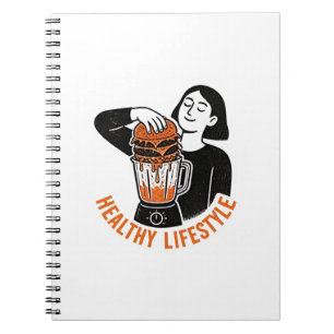 Grappige Gezonde Levensstijl Burger Blender Linocu Notitieboek
