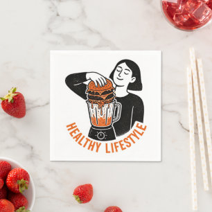 Grappige Gezonde Levensstijl Burger Blender Linocu Servet