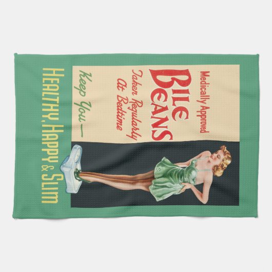 Grappige  gezondheid Ad BILE BONEN Theedoek (Horizontaal)