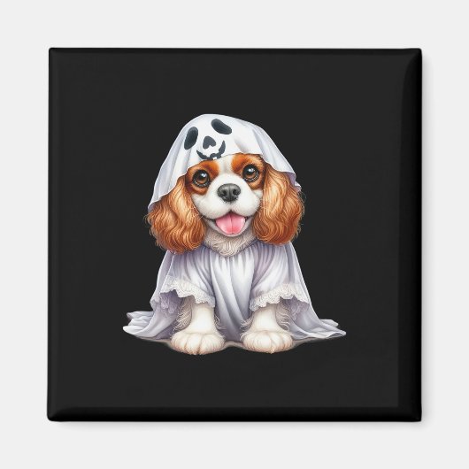 Grappige Ghost Cavalier King Charles Spaniel Dog L Magneet (Voorkant)