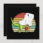 Grappige Ghost Dinosaurus Halloween Kaart (Voorkant / Achterkant)