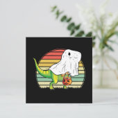 Grappige Ghost Dinosaurus Halloween Kaart (Staand voorkant)