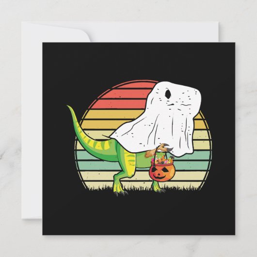 Grappige Ghost Dinosaurus Halloween Kaart (Achterkant)