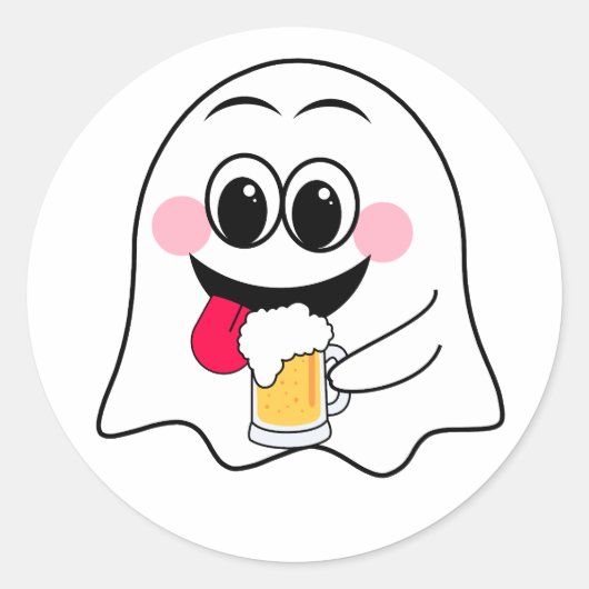 Grappige Ghost emoji! Ronde Sticker (Voorkant)