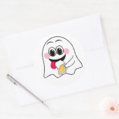 Grappige Ghost emoji! Ronde Sticker (Envelop)