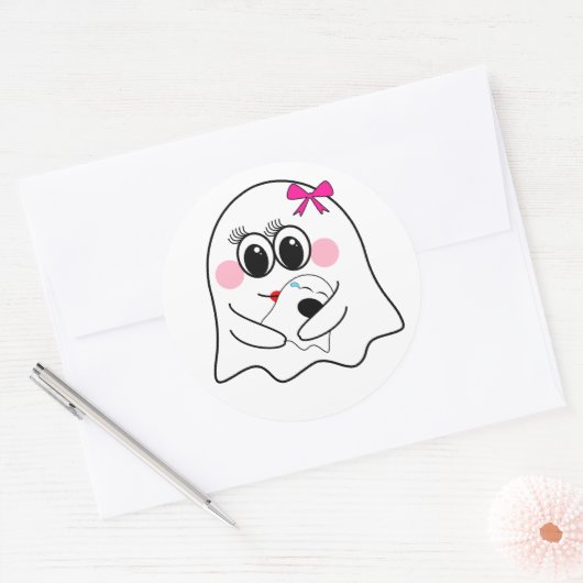 Grappige Ghost emoji! Ronde Sticker (Envelop)