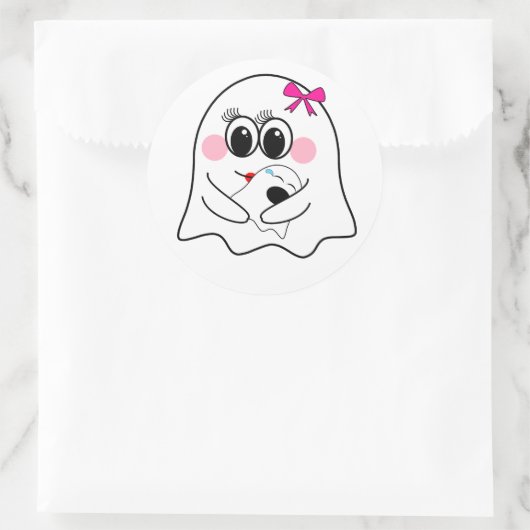 Grappige Ghost emoji! Ronde Sticker (Tas)