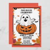 Grappige Ghost en pompoen Halloween party uitnodig Kaart (Voorkant / Achterkant)