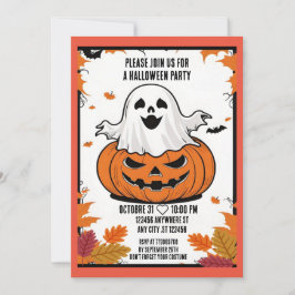 Grappige Ghost en pompoen Halloween party uitnodig Kaart
