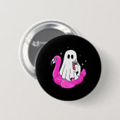 Grappige Ghost Flamingo Float Pool Spooky Zomer Zo Ronde Button 5,7 Cm (Voorkant /achterkant)