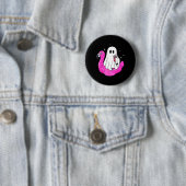 Grappige Ghost Flamingo Float Pool Spooky Zomer Zo Ronde Button 5,7 Cm (In situ)