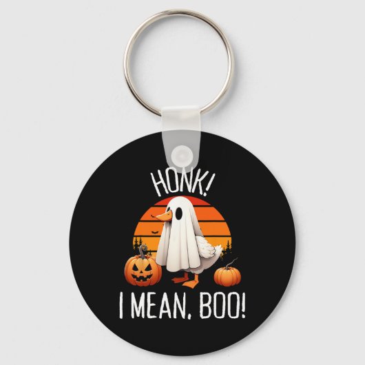 Grappige Ghost Goose Honk Ik bedoel Boo Sleutelhanger (Voorkant)