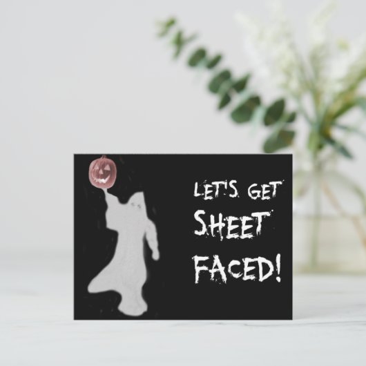 Grappige Ghost Jack O Lantern Halloween Briefkaart (Staand voorkant)