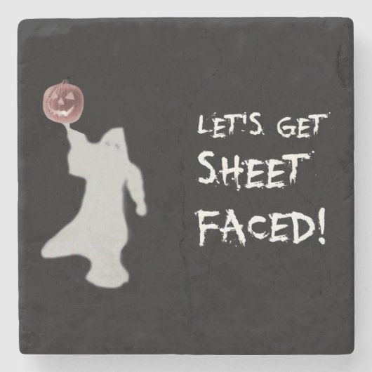 Grappige Ghost Jack O Lantern Halloween Stenen Onderzetter (Voorkant)