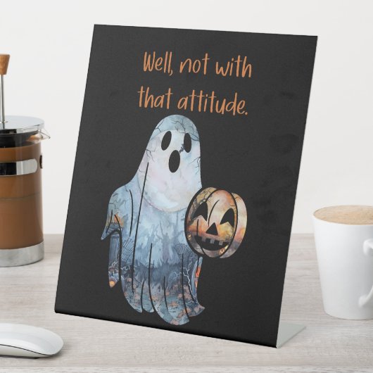 Grappige Ghost Pumpkin Halloween houding Reclamebord Met Voetstuk (Insitu)
