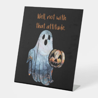Grappige Ghost Pumpkin Halloween houding Reclamebord Met Voetstuk