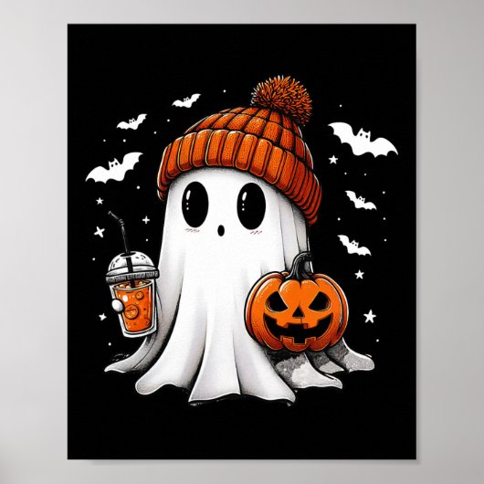 Grappige Ghost Pumpkin Jack O Latern Spooky Season Poster (Voorkant)