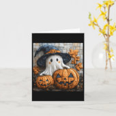 Grappige Ghost Pumpkin Schattige Halloween Patchwo Kaart (Gele Bloem)