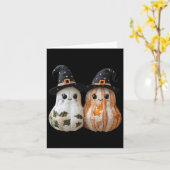 Grappige Ghost Pumpkin Schattigee Halloween Patchw Kaart (Gele Bloem)