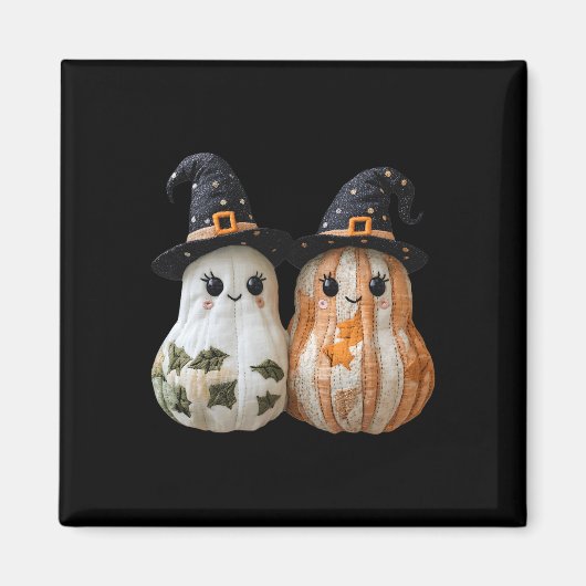 Grappige Ghost Pumpkin Schattigee Halloween Patchw Magneet (Voorkant)