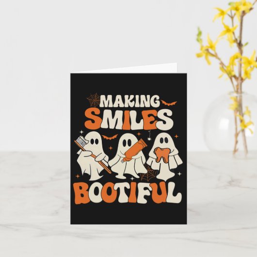 Grappige Ghost Tandarts Halloween Het Maken van Gl Kaart (Gele Bloem)