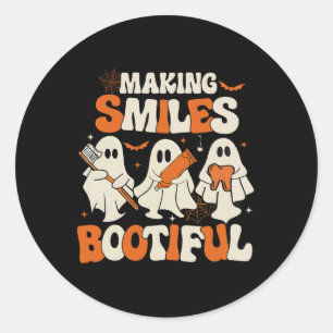 Grappige Ghost Tandarts Halloween Het Maken van Gl Ronde Sticker