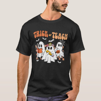 Grappige Ghost Teacher Trick or Teach Lees meer bo T-shirt