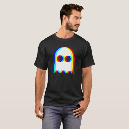 Grappige Ghost Trippy Vaporwave Halloween Techno R T-shirt (Voorkant volledig)