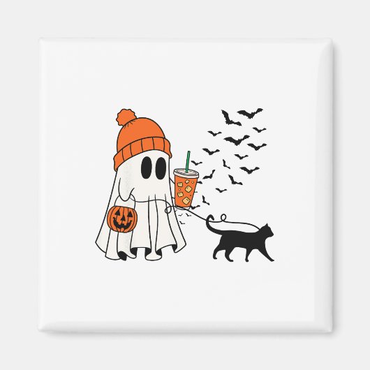 Grappige Ghost Walking Cat Ghost Cat Halloween Spo Magneet (Voorkant)
