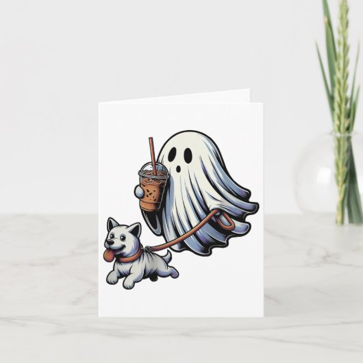 Grappige Ghost Walking Dog Ghost Dog Halloween Nig Kaart (Voorkant)