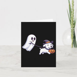 Grappige Ghost Walking Dog Ghost Dog Halloween Nig Kaart