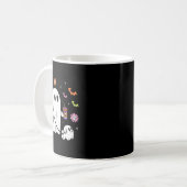 Grappige Ghost Walking Dog Spooky Ghost Coffee Hal Koffiemok (Voorkant links)