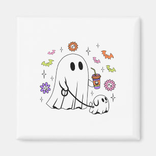 Grappige Ghost Walking Dog Spooky Ghost Coffee Hal Magneet