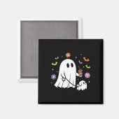 Grappige Ghost Walking Dog Spooky Ghost Coffee Hal Magneet (Voorkant / Achterkant)