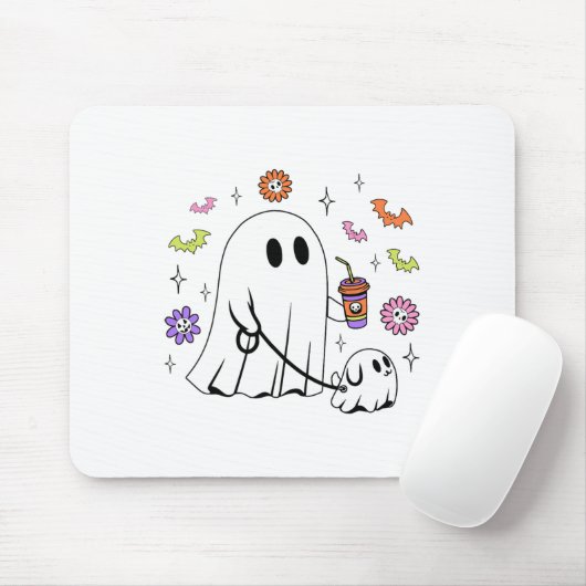 Grappige Ghost Walking Dog Spooky Ghost Coffee Hal Muismat (Met muis)