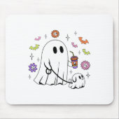 Grappige Ghost Walking Dog Spooky Ghost Coffee Hal Muismat (Voorkant)