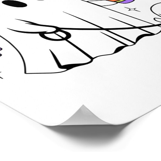 Grappige Ghost Walking Dog Spooky Ghost Coffee Hal Poster (Hoek)