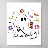 Grappige Ghost Walking Dog Spooky Ghost Coffee Hal Poster (Voorkant)