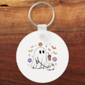 Grappige Ghost Walking Dog Spooky Ghost Coffee Hal Sleutelhanger (Voorkant)