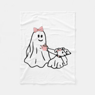 Grappige Ghost Walking Dog Spooky Seizoen Hallowee Fleece Deken
