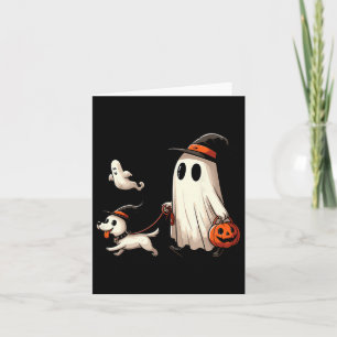Grappige Ghost Walking Dog Spooky Seizoen Hallowee Kaart