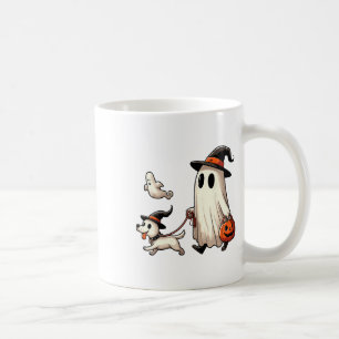 Grappige Ghost Walking Dog Spooky Seizoen Hallowee Koffiemok