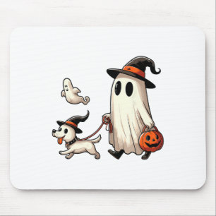 Grappige Ghost Walking Dog Spooky Seizoen Hallowee Muismat